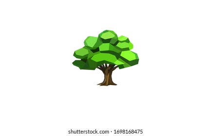 tree polygonal vector illustration, low poly concept.