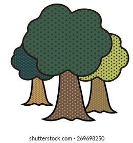 Tree in a pop art style isolated on white background