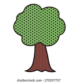 Tree in a pop art style isolated on white background