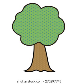 Tree in a pop art style isolated on white background