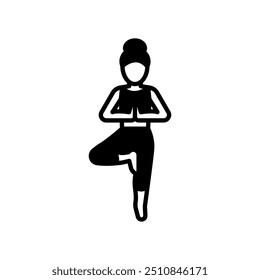 Tree Pose Glyph Icon, Vector illustration