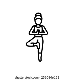 Tree Pose Outline Icon, Vector illustration