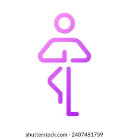 Tree pose pixel perfect gradient linear ui icon. Yoga standing pose. Balancing asana. Healthy lifestyle. Line color user interface symbol. Modern style pictogram. Vector isolated outline illustration