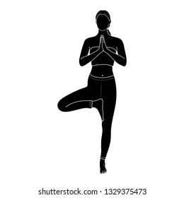 Tree Pose / Vrksasana. Vector.