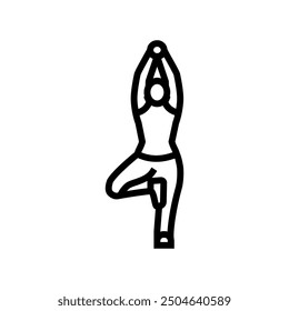 tree pose vrksasana yoga line icon vector. tree pose vrksasana yoga sign. isolated contour symbol black illustration