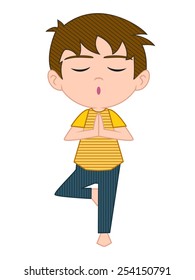 Tree pose yoga, vector illustration, isolated white background