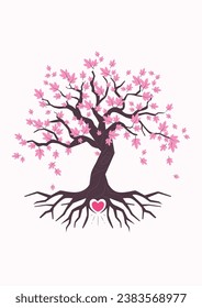 Cartel de árbol, huella de árbol, postal colorida, vector de rama, vector de árbol