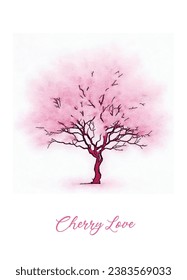 Tree poster, Tree print, Colorful postcard, Branch vector, Tree vector