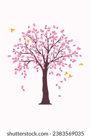 Cartel de árbol, huella de árbol, postal colorida, vector de rama, vector de árbol