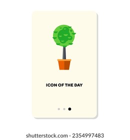 Árbol en el icono plano de la olla. Señal de aislamiento de la planta doméstica. Concepto de naturaleza. Elementos de símbolo de ilustración de vector para diseño web