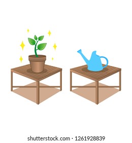 Tree Pot growing step Concept, Plant growing from seed in tree pot, flat design vector illustration.