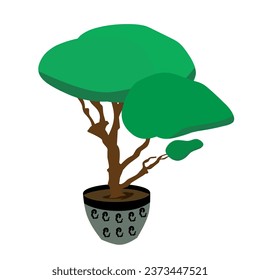 A tree in a pot illustration. A plant for decorating an interior of a house or an office.