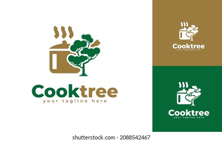 Tree pot logo design. vector
