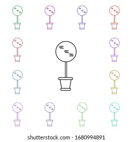 A tree in a pot multi color style icon. Simple thin line, outline vector of furniture icons for ui and ux, website or mobile application