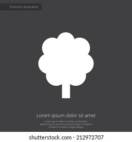 tree premium illustration icon, isolated, white on dark background, with text elements 