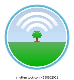 tree produces oxygen in the form of a cloud icon Wi fi. Vector Illustration