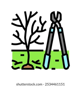 tree pruning garden maintenance color icon vector. tree pruning garden maintenance sign. isolated symbol illustration