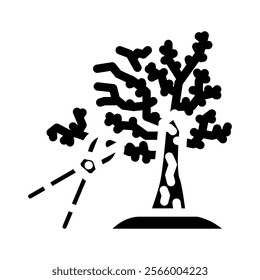 tree pruning garden maintenance glyph icon vector. tree pruning garden maintenance sign. isolated symbol illustration