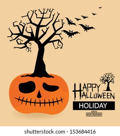 Tree. pumpkin. Halloween vector illustration.