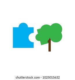 Tree Puzzle Logo Icon Design