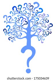 Tree of questions isolated on White background. Vector illustration 