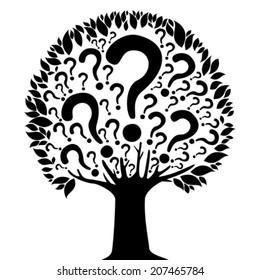 Tree of questions isolated on White background. Vector illustration 
