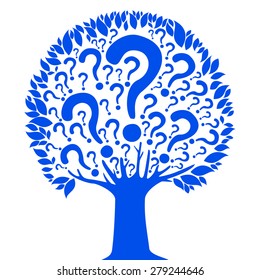 Tree of questions isolated on White background. Vector illustration 