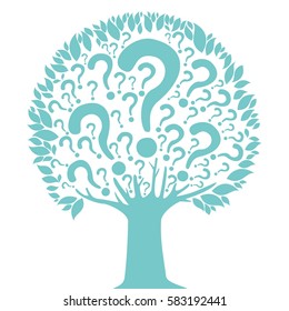 Tree of questions isolated on White background. Vector illustration