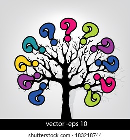 Tree of questions Vector illustration