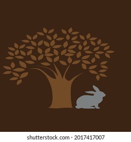 tree rabbit nature vector design 