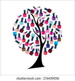 Tree with Realistic Nail Polish Vector Illustration EPS10