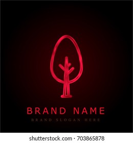 Tree red chromium metallic logo