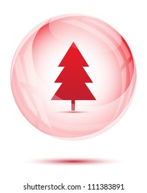 Tree in the red glass sphere