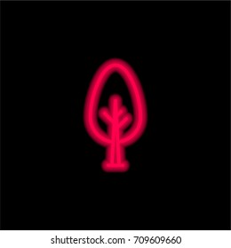 Tree red glowing neon ui ux icon. Glowing sign logo vector