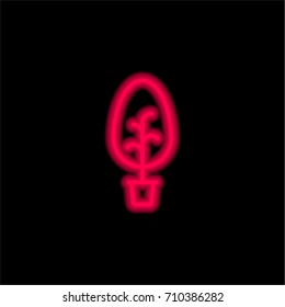 Tree red glowing neon ui ux icon. Glowing sign logo vector