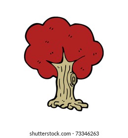 tree with red leaves cartoon