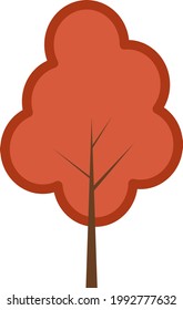 Árbol con hojas rojas, ilustración, sobre fondo blanco.