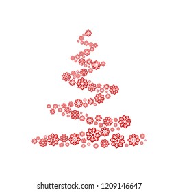 tree of red snowflakes