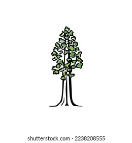 Baum-Rotholz-Logo, Vektorgrafik-Design. Minimalismus, Grafiken, Symbole, Illustrationen