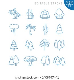 Tree Related Icons. Editable Stroke. Thin Vector Icon Set