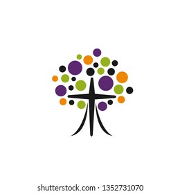 Tree religious cross symbol icon vector design. - Vector 