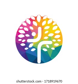 Tree religious cross symbol icon vector design.