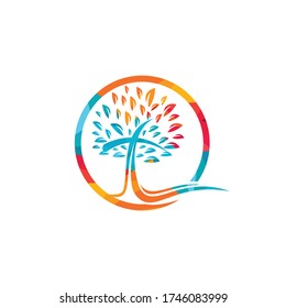 Tree religious cross symbol icon vector design.	