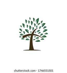 Tree religious cross symbol icon vector design.	