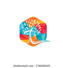 Tree religious cross symbol icon vector design.	