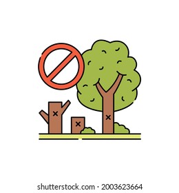 Eliminación de árbol с icono de línea de color. Servicio de jardín. Pictograma para página web, aplicación móvil, promoción. elemento de diseño de interfaz gráfica de usuario (GUI) de UI UX. Trazo editable.
