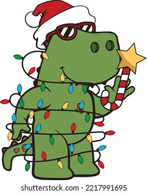 Christmas Dino mascot 8515207 Vector Art at Vecteezy