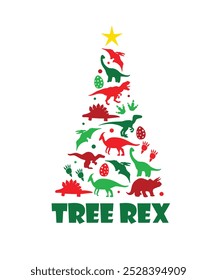 Tree Rex Vector, Christmas Saurus rex Vector, Christmas Dinosaur, Funny Xmas