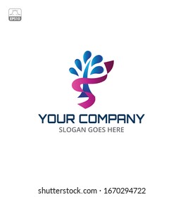 tree and ribbon, vector logo design