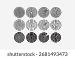 tree ring cross section line icon set. wood slices and log cross section silhouette symbol pack. timber rings and stump engraving element designs. craftsman, forestry, nature. vector illustration